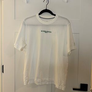 Wimbledon White Tee with Green Logo